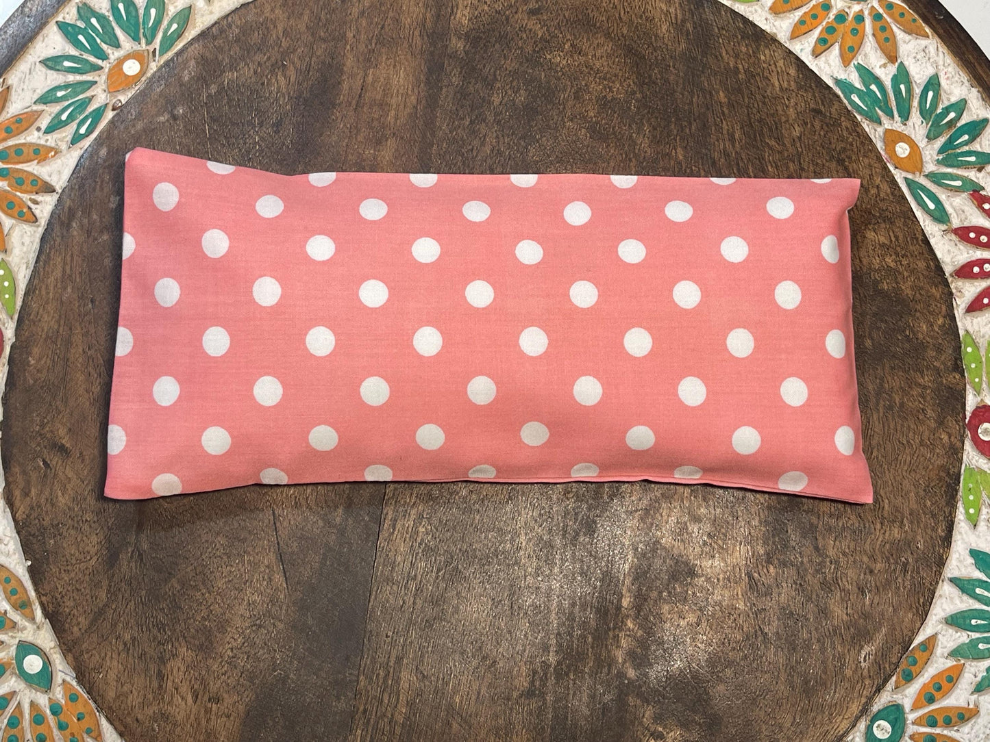 Pink Polka Dot Eye Pillow with removable cover filled with Lavender/Flaxseed