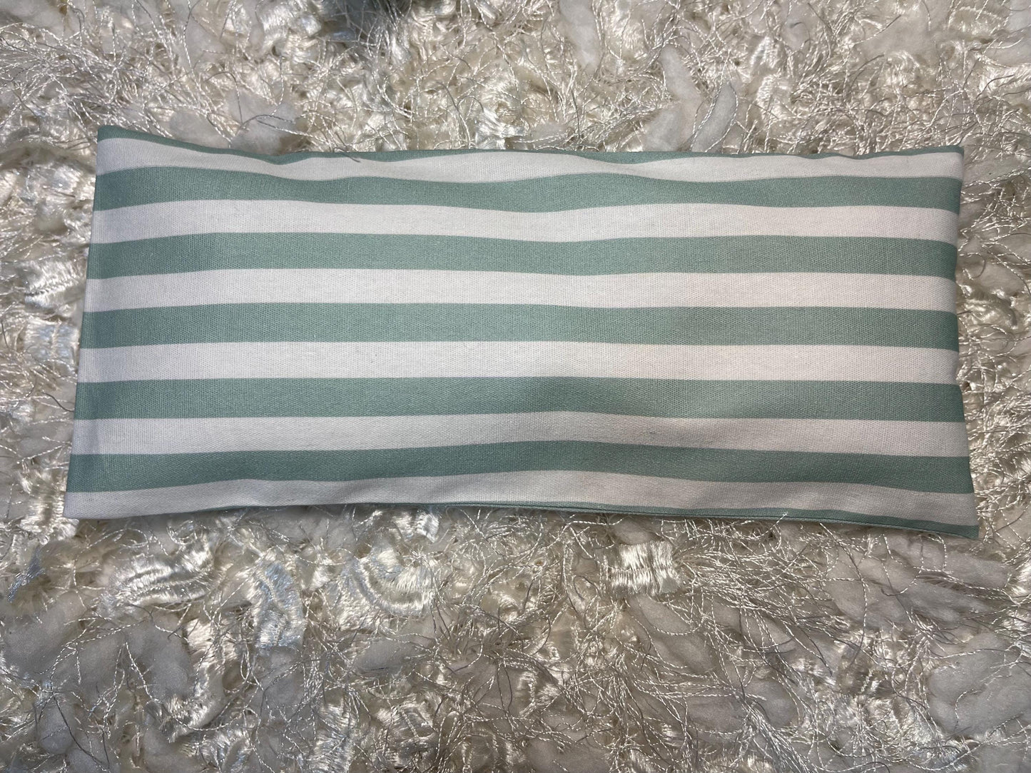 Light green sage stripes Eye Pillow with removable cover filled with Lavender/Flaxseed