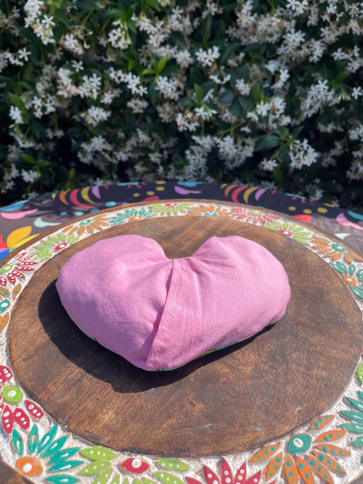 Parrot Bird Fabric Heart Eye Pillow filled with Lavender/Flaxseed- cover is removable