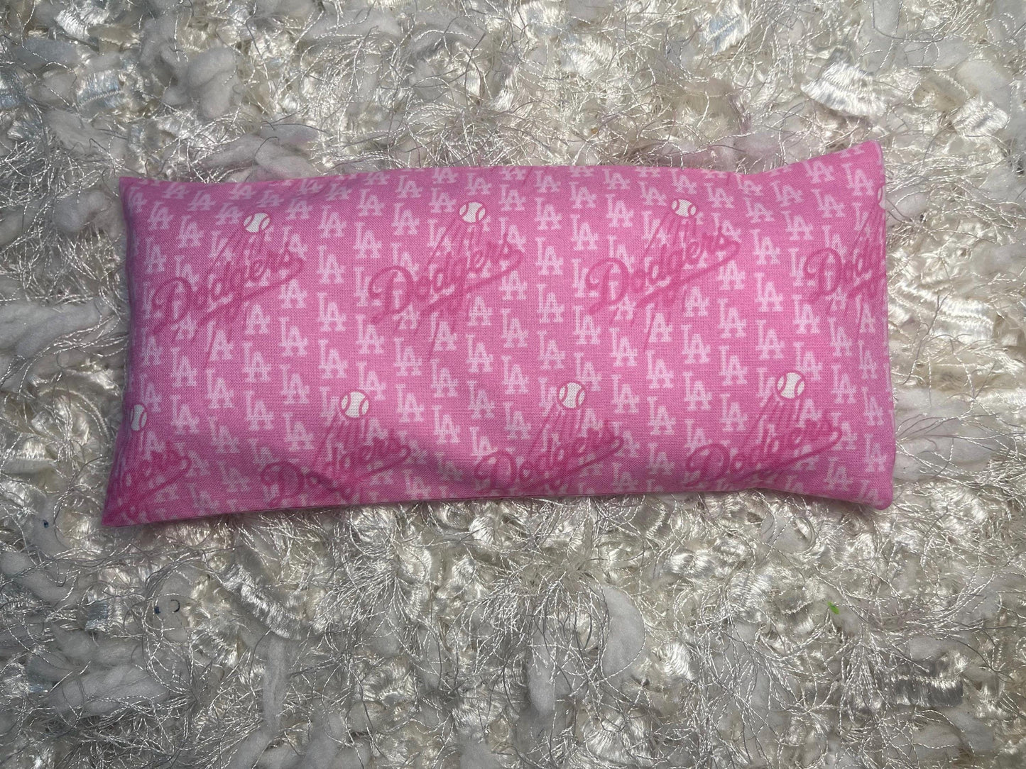 Dodgers Pink Eye Pillow with removable cover filled with Lavender/Flaxseed