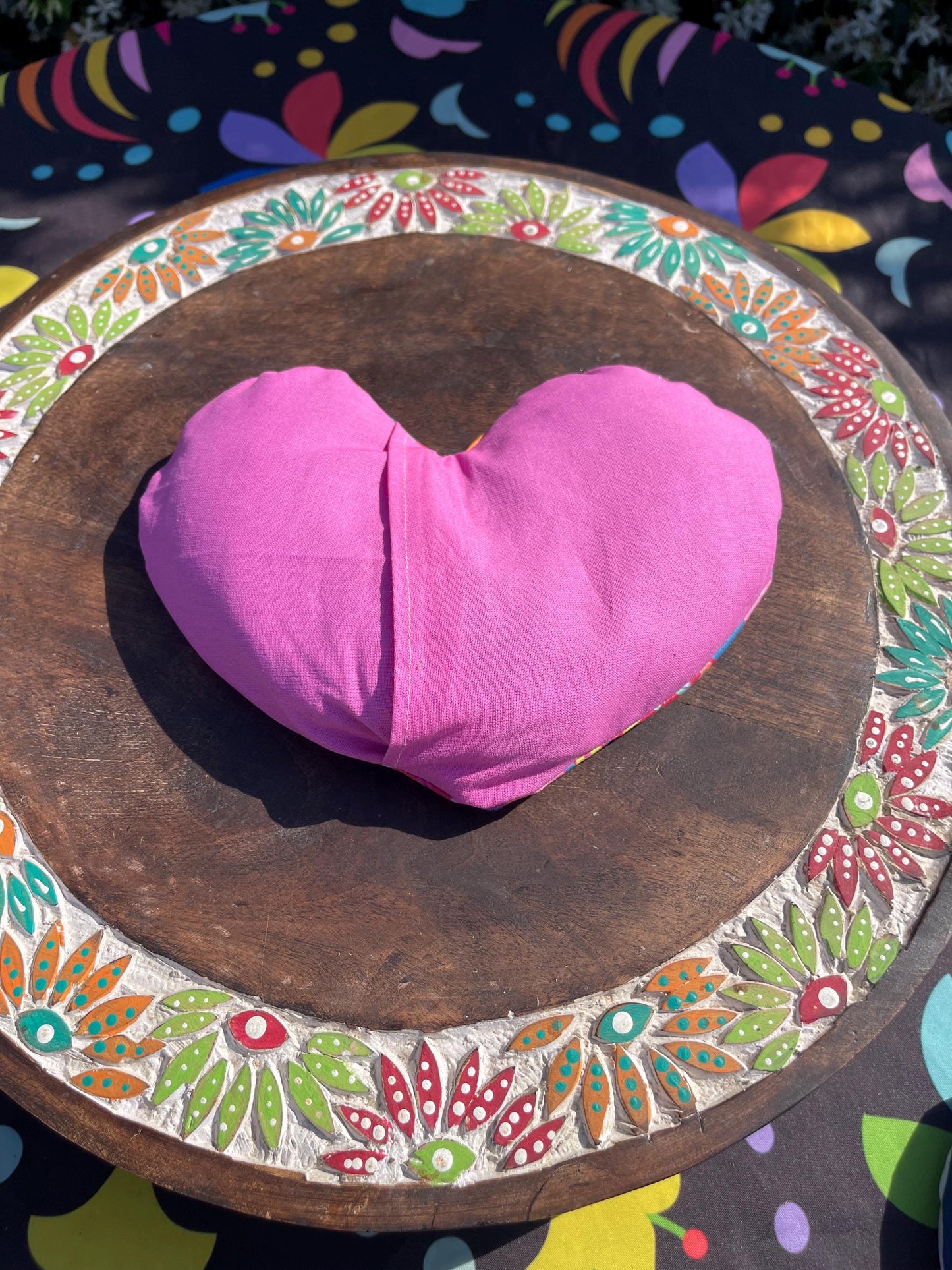 Floral Heart Eye Pillow with removable cover filled with Lavender/Flaxseed