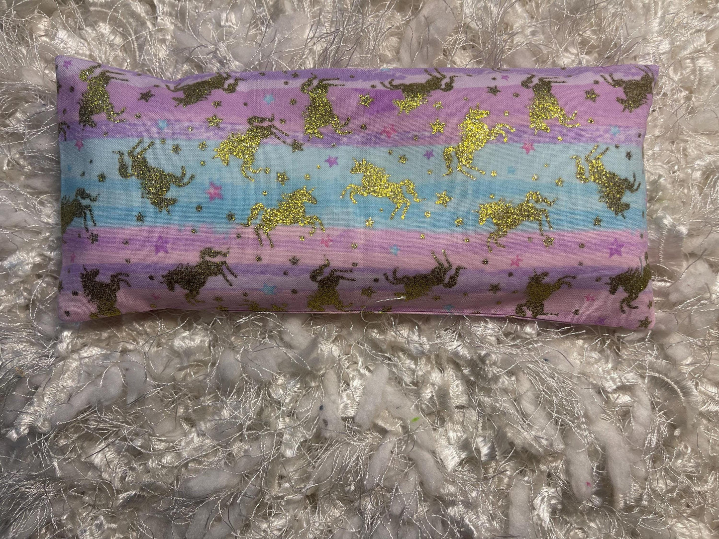 Pink and Blue Unicorn Eye Pillow with removable cover filled with Lavender/Flaxseed