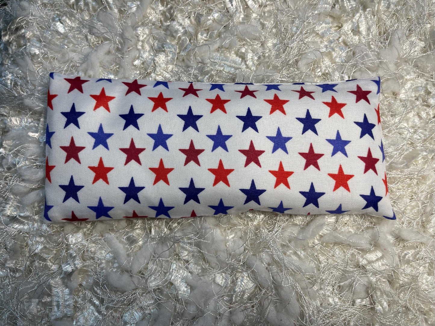 Red and Blue Stars Eye Pillow with removable cover filled with Lavender/Flaxseed