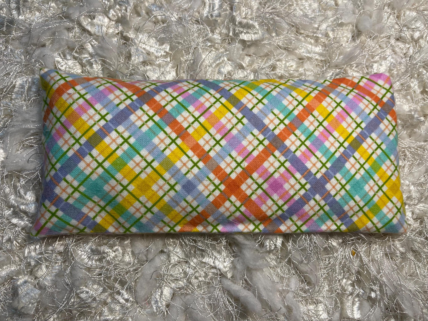 Plaid Flannel Fabric Eye Pillow with removable cover filled with Lavender/Flaxseed