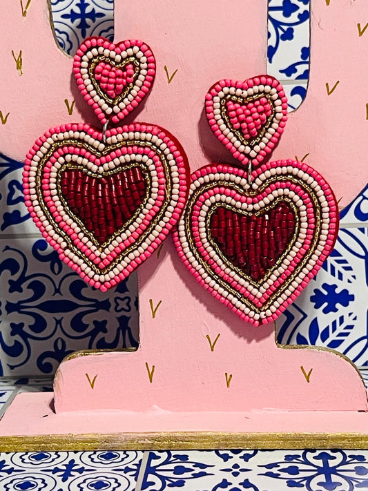 Beaded Heart Earrings