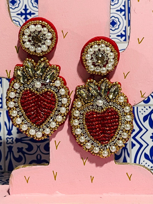 Beaded Heart Earrings