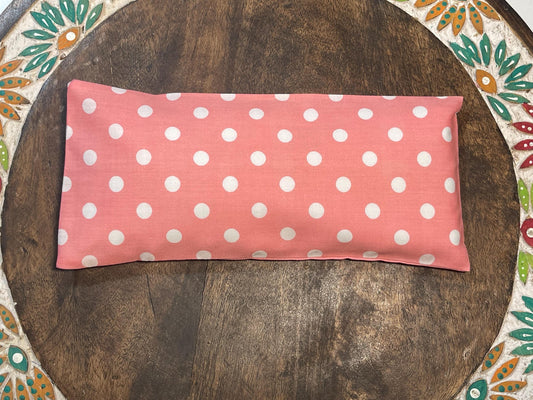 Pink Polka Dot Eye Pillow with removable cover filled with Lavender/Flaxseed