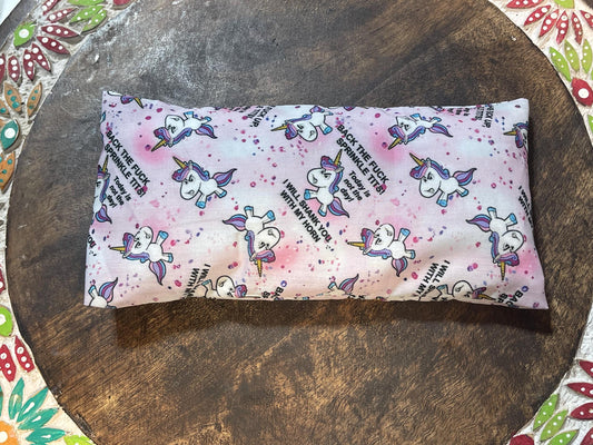Naughty Unicorn (Adult Language) Eye Pillow with removable cover filled with Lavender/Flaxseed