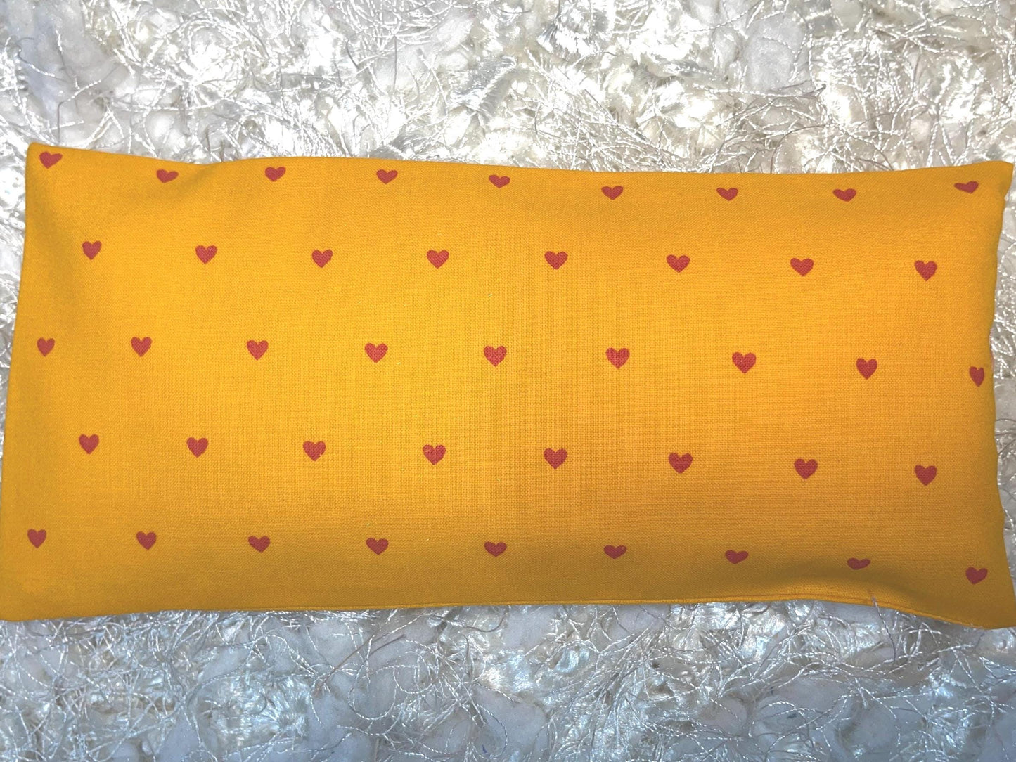 Red Hearts Fabric Eye Pillow with removable cover filled with Lavender/Flaxseed