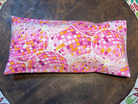 Pink 70's Disco Eye Pillow with removable cover filled with Lavender/Flaxseed