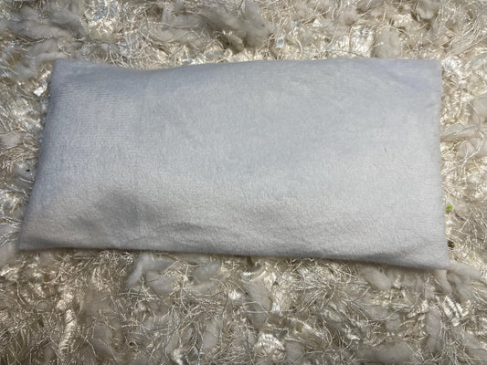 Grey Fuzzy Eye Pillow with removable cover filled with Lavender/Flaxseed