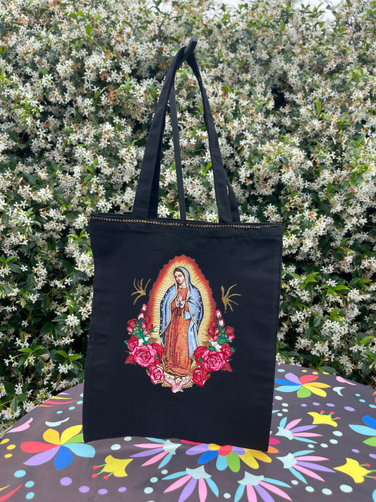 Mexican tote bag- Black Canvas