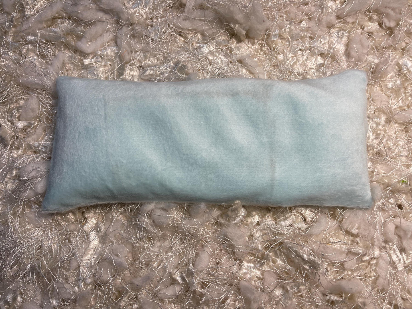 Blue Fuzzy Eye Pillow with removable cover filled with Lavender/Flaxseed