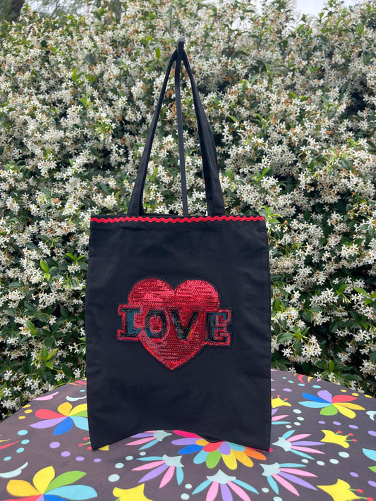 Mexican tote bag- Black Canvas