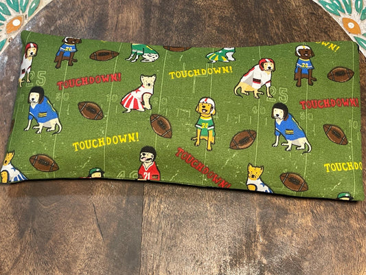 Doggie Football Eye Pillow with removable cover filled with Lavender/Flaxseed