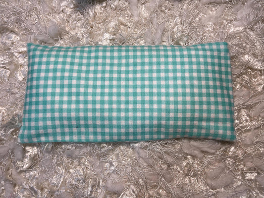 Blue Plaid Flannel Fabric Eye Pillow with removable cover filled with Lavender/Flaxseed