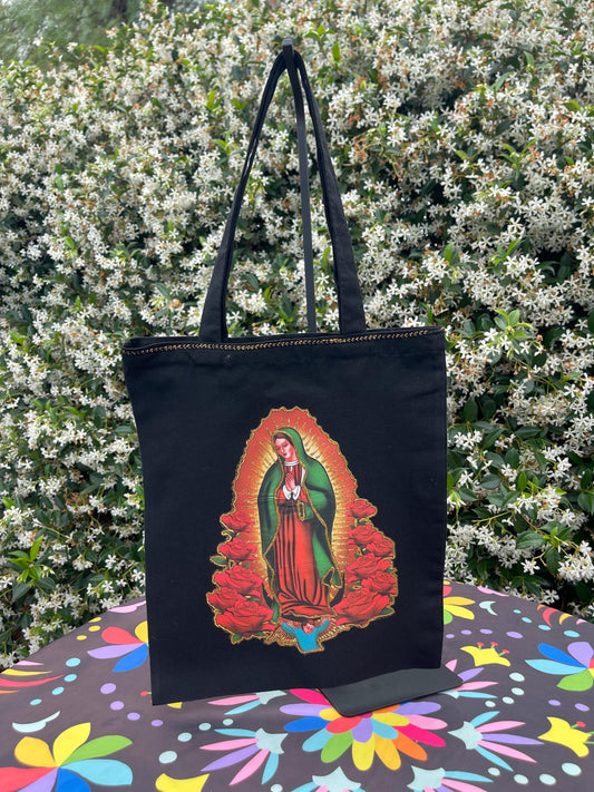 Mexican tote bag- Black Canvas