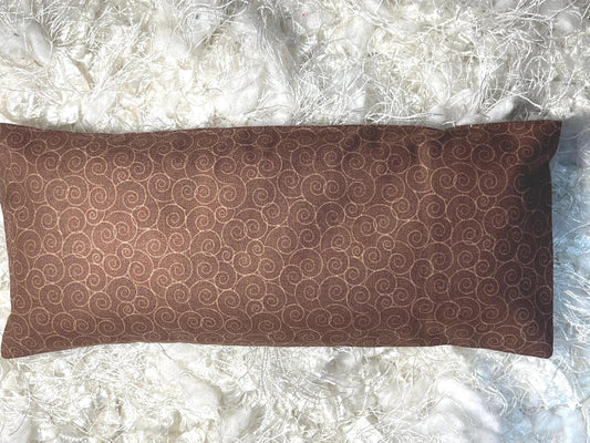 Brown swirl Eye Pillow with removable cover filled with Lavender/Flaxseed