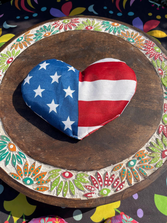 USA Flag Heart  Eye Pillow  filled with Lavender/Flaxseed