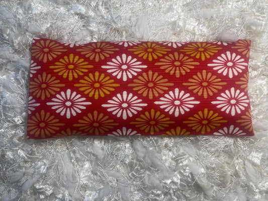 Maroon & Yellow Floral Fabric Eye Pillow with removable cover filled with Lavender/Flaxseed