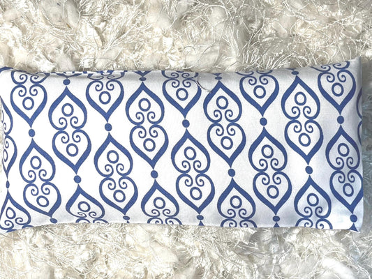 Blue and White Eye Pillow with removable cover filled with Lavender/Flaxseed