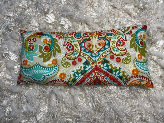 Multi color tropical floral Eye Pillow with removable cover filled with Lavender/Flaxseed