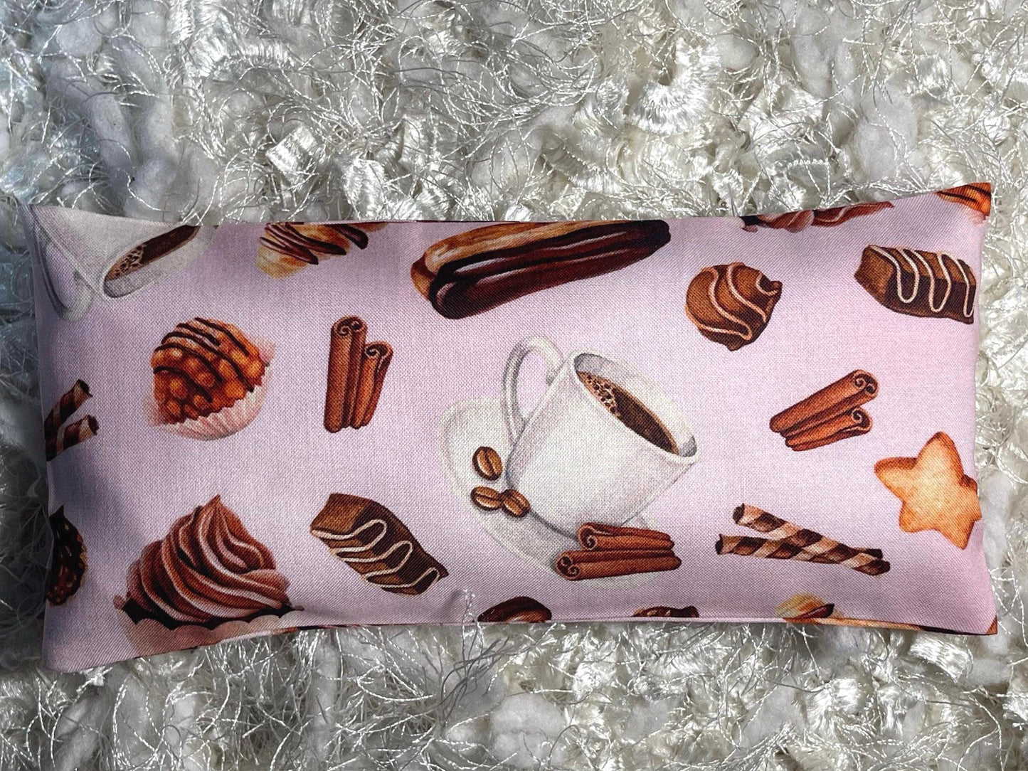 Pink Donut Fabric Eye Pillow with removable cover filled with Lavender/Flaxseed