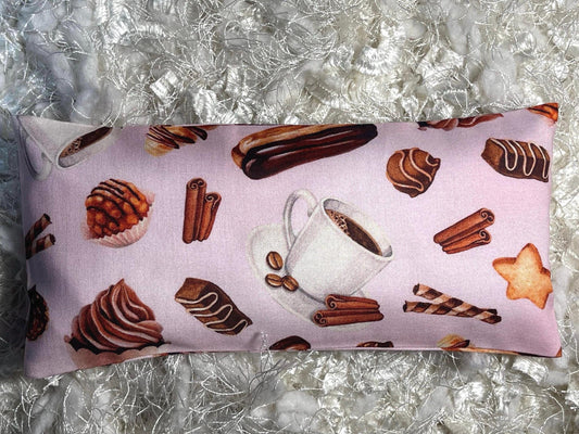Pink Donut Fabric Eye Pillow with removable cover filled with Lavender/Flaxseed