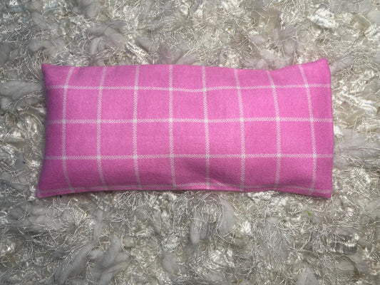 Plaid Pink Flannel Fabric Eye Pillow with removable cover filled with Lavender/Flaxseed