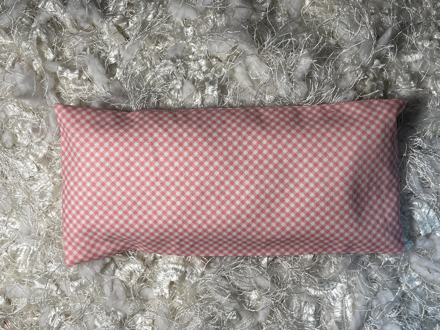 Plaid Pink Fabric Eye Pillow with removable cover filled with Lavender/Flaxseed