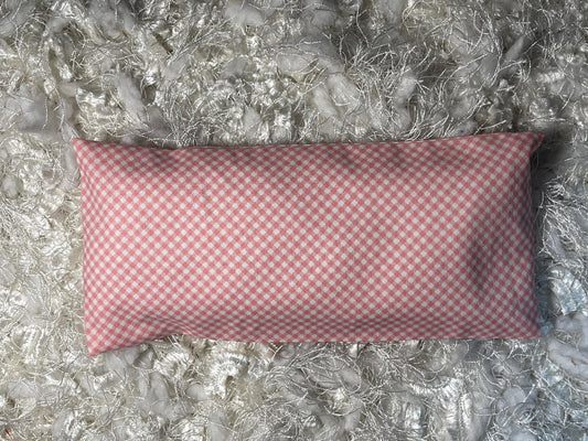 Plaid Pink Fabric Eye Pillow with removable cover filled with Lavender/Flaxseed