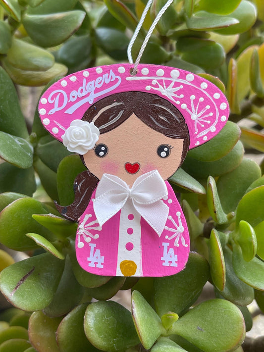 Dodgers Pink Female Mariachi Ornament