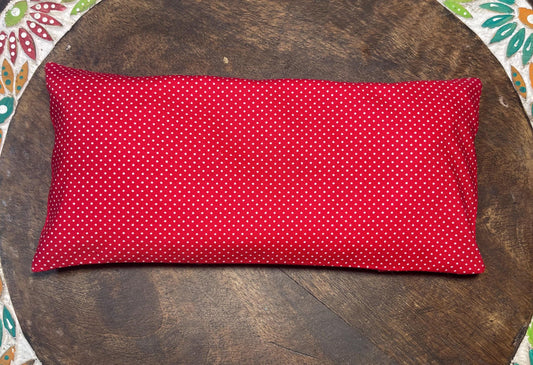 Red Polka Dot Eye Pillow with removable cover filled with Lavender/Flaxseed