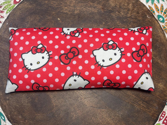 Red Hello Kitty  Eye Pillow with removable cover filled with Lavender/Flaxseed