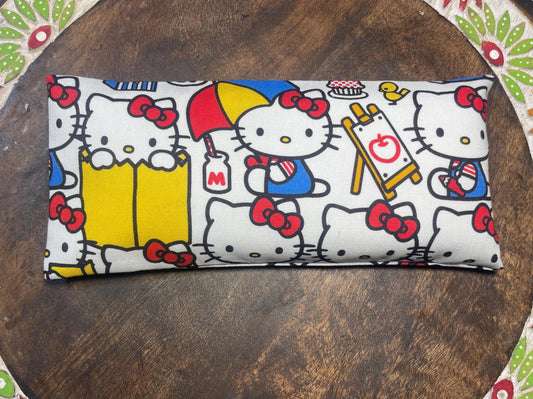 White Hello Kitty  Eye Pillow with removable cover filled with Lavender/Flaxseed