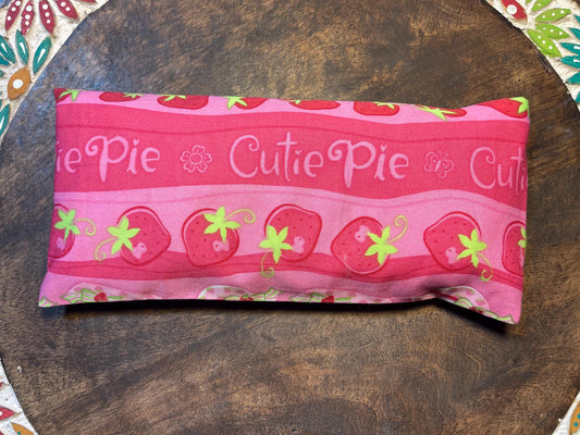 Pink Strawberry Shortcake Eye Pillow with removable cover filled with Lavender/Flaxseed