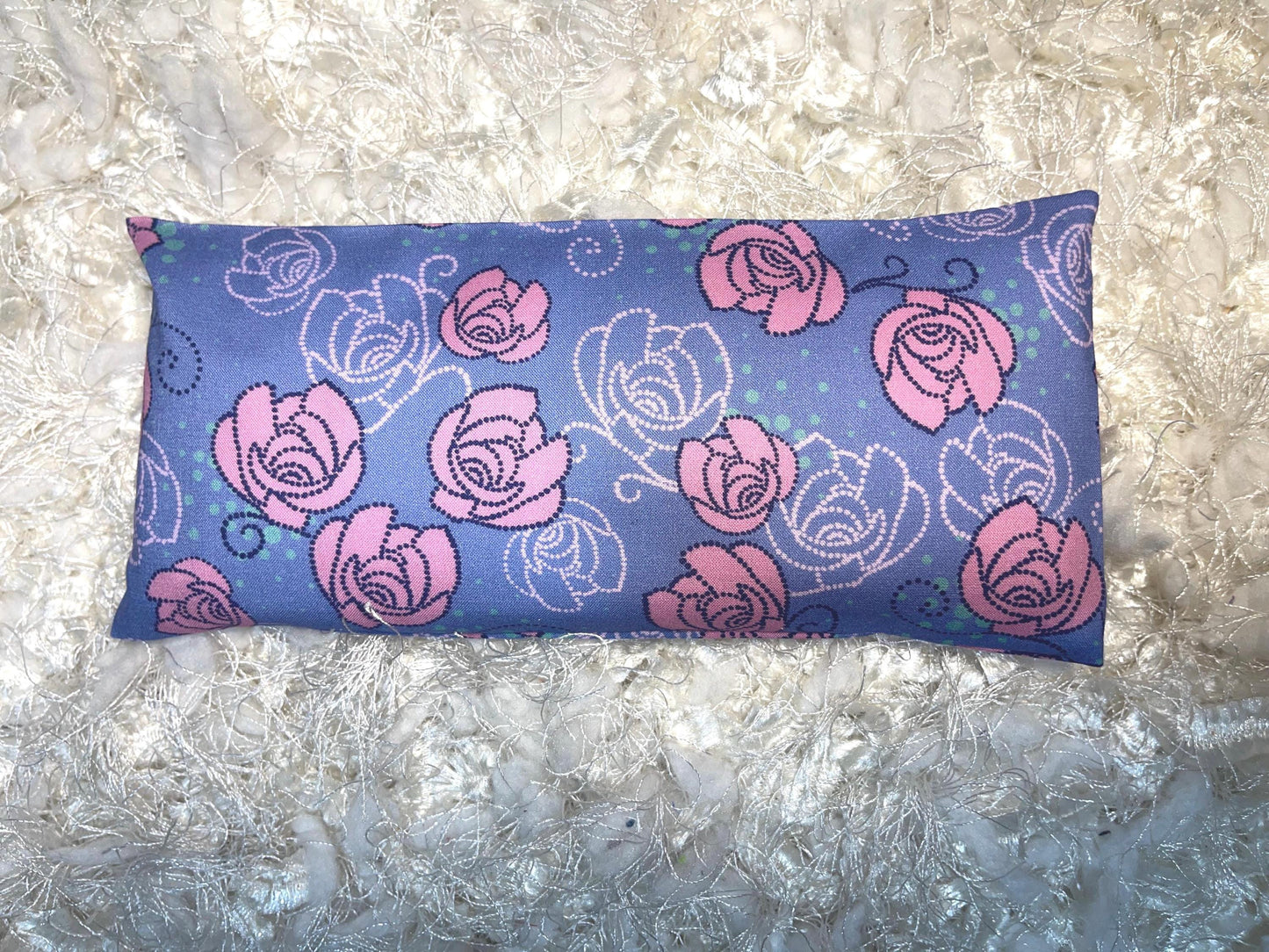 Purple & Pink Floral Fabric Eye Pillow with removable cover filled with Lavender/Flaxseed