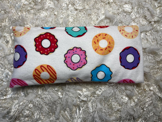 Multi color Donut Flannel Eye Pillow with removable cover filled with Lavender/Flaxseed