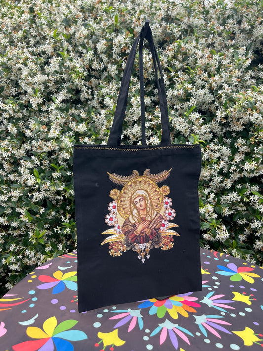 Mexican tote bag- Black Canvas