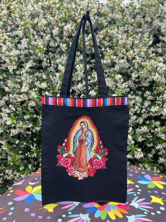Mexican tote bag- Black Canvas