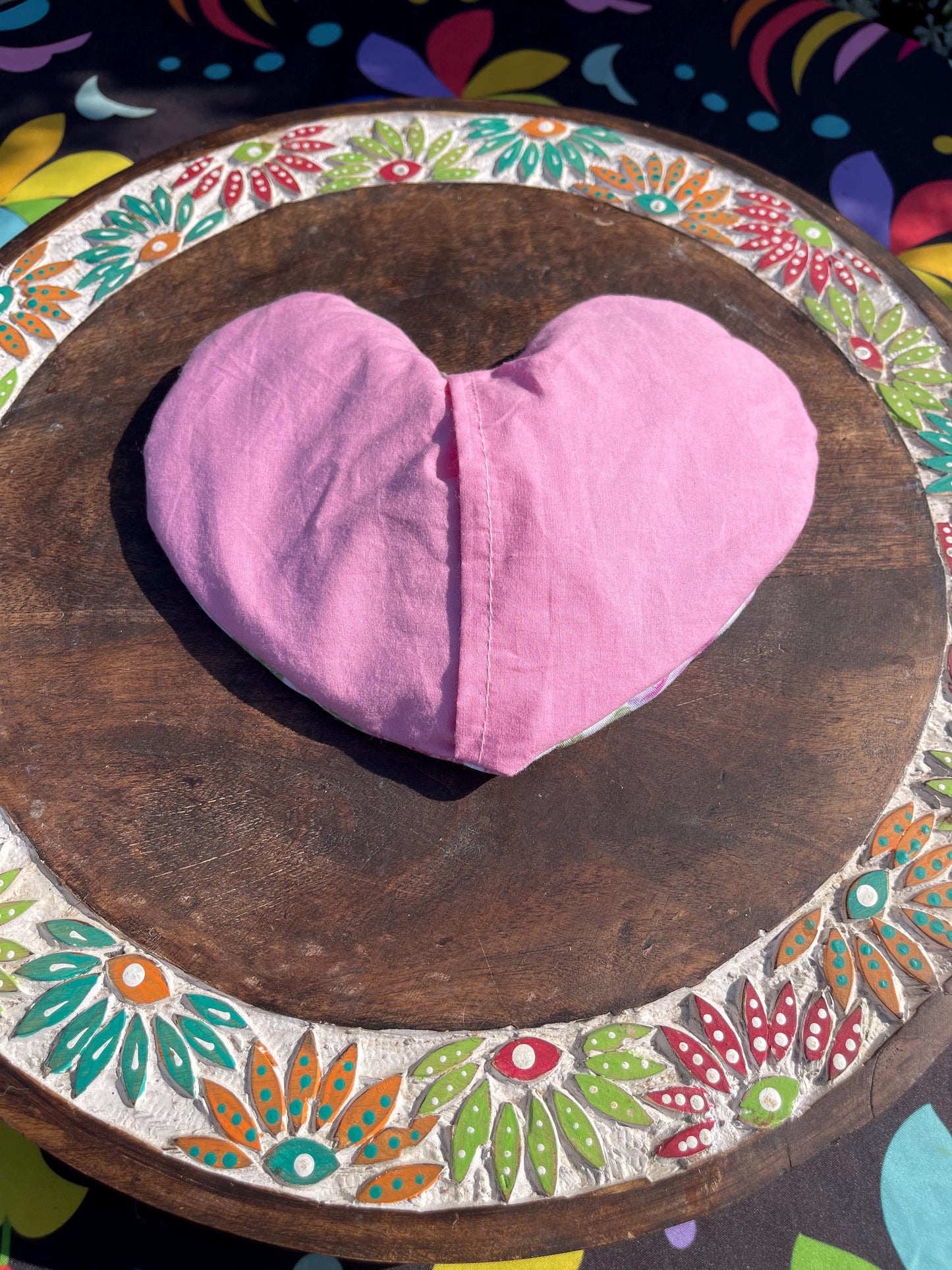 USA Fabric  Heart  Eye Pillow  filled with Lavender/Flaxseed- cover is removable