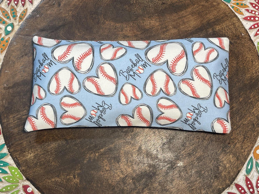 Heart Baseball Mom Eye pillow with removable cover filled with Lavender/Flaxseed