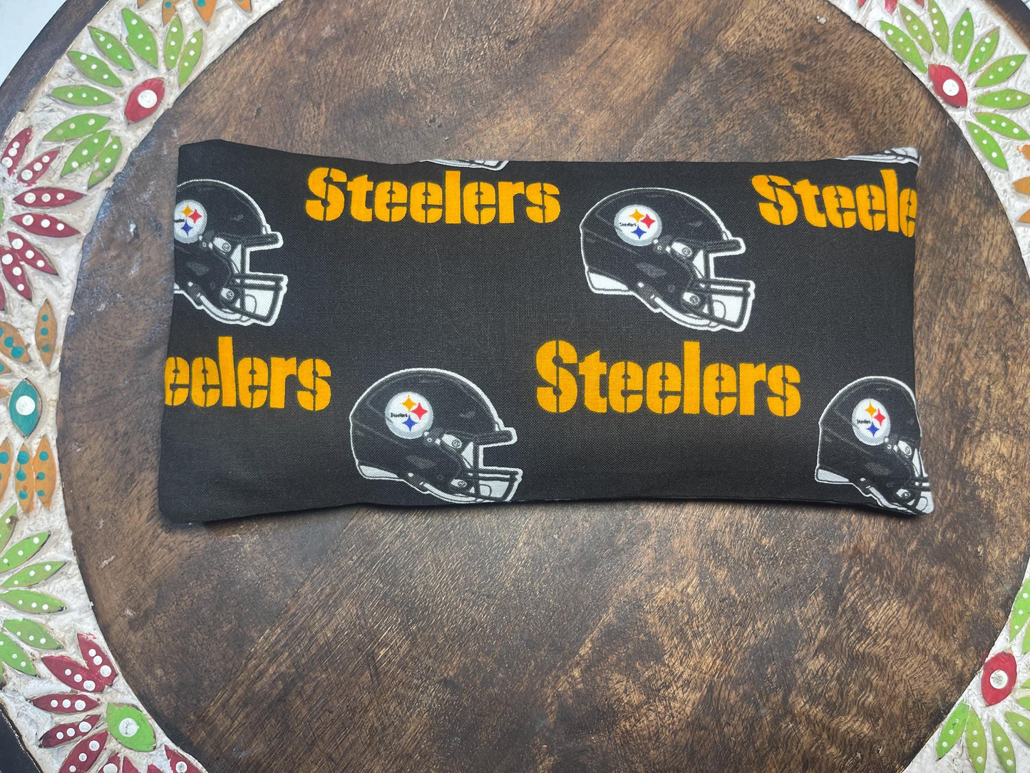 Pittsburgh Steelers Black Eye Pillow with removable cover filled with Lavender/Flaxseed