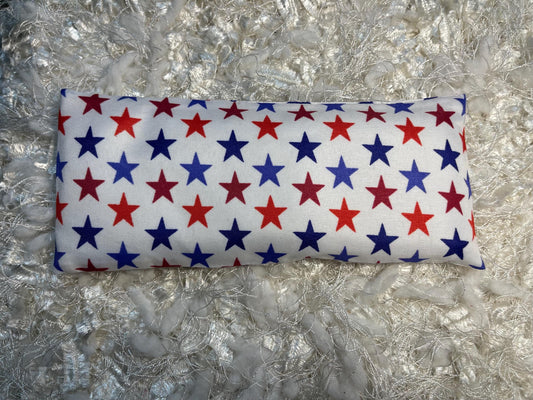 Red and Blue Stars Eye Pillow with removable cover filled with Lavender/Flaxseed