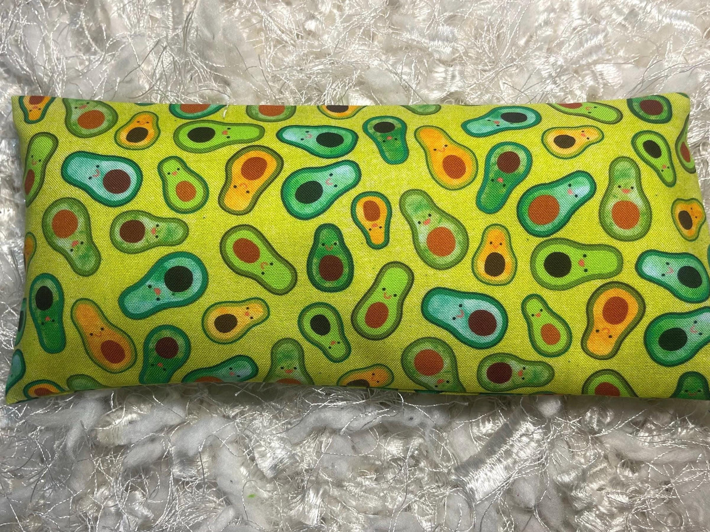 Green Avocado Print  Eye Pillow with  removable cover filled with Lavender/Flaxseed