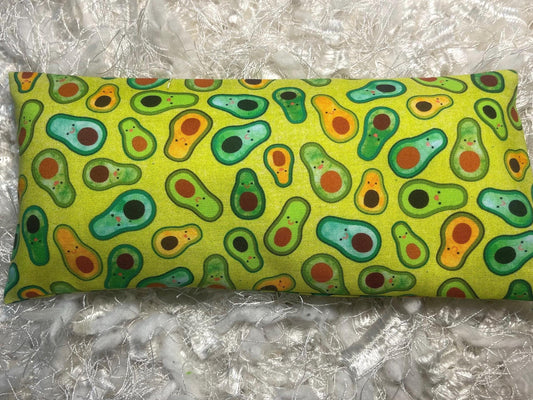 Green Avocado Print  Eye Pillow with  removable cover filled with Lavender/Flaxseed