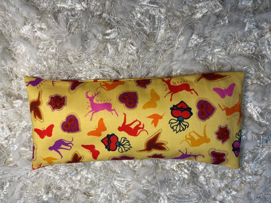 Yellow Sacred Heart /Frida Kahlo Eye Pillow with removable cover filled with Lavender/Flaxseed