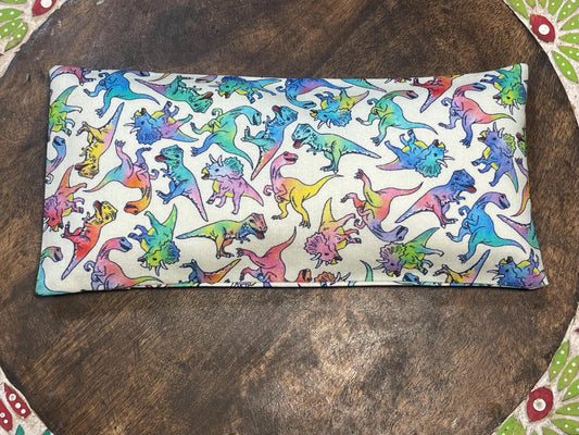 White Dinosaurs Eye Pillow with removable cover filled with Lavender/Flaxseed