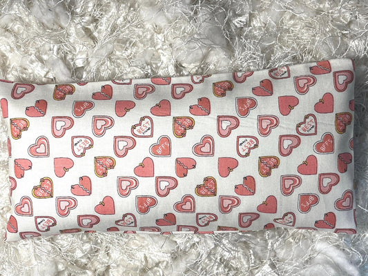 White BFF Hearts  Best Friends Fabric Eye Pillow with removable cover filled with Lavender/Flaxseed