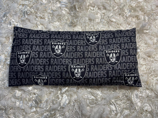 Las Vegas Raiders Black Eye Pillow with removable cover filled with Lavender/Flaxseed